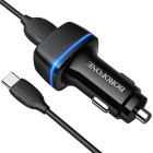 Incarcator auto Borofone BZ14 Max + Cablu Type-C (2.4A) [Black]