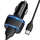 Incarcator auto Borofone BZ14 Max + Cablu Type-C (2.4A) [Black]