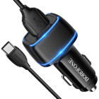 Incarcator auto Borofone BZ14 Max + Cablu Type-C (2.4A) [Black]