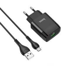 Incarcator de retea Hoco C72Q Glorious + Cablu Micro USB (QC3.0) [Black]