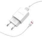 Incarcator de retea Borofone BA20A Sharp + Cablu MicroUSB (2.1A) [White]