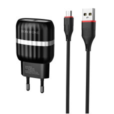 Зарядное устройство Borofone BA24A Vigour + Кабель Micro USB (2.1A) [Black]