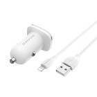 Incarcator auto Borofone BZ12 Lasting + Cablu Lightning (2.4A) [White]