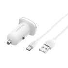 Incarcator auto Borofone BZ12 Lasting + Cablu Type-C (2.4A) [White]