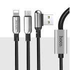 Cablu Hoco U17 Capsule 2 in 1 Micro USB + Lightning (1.2m) [Black]