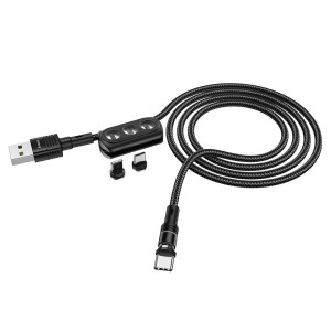 Cablu Hoco U98 3-in-1 Sunway Lightning + Micro USB + Type-C (1.2m) [Black]