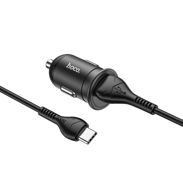 Авто-зарядка Hoco Z43 Mighty + Кабель Type-C (QC3.0) [Black]