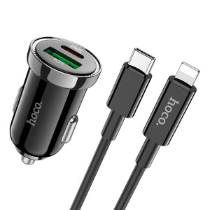 Авто-зарядка Hoco Z44 Leading + Кабель Type-C to Lightning (PD20W + QC3.0) [Black]