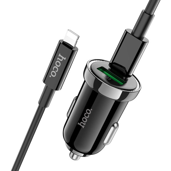 Авто-зарядка Hoco Z44 Leading + Кабель Type-C to Lightning (PD20W + QC3.0) [Black]