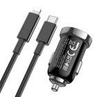 Incarcator auto Hoco Z44 Leading + Cablu Type-C to Lightning (PD20W+QC3.0) [Black]