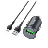 Incarcator auto Hoco Z43 Mighty + Cablu Micro (QC3.0) [Black]