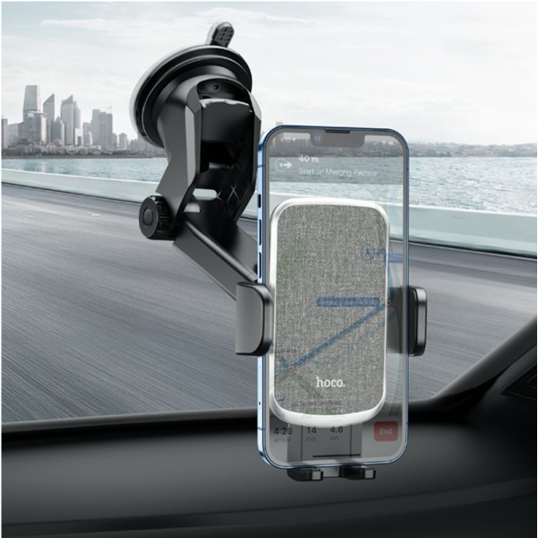 Suport Auto Hoco CA95 Polaris push-type telescopic suction cup car holder [Black]