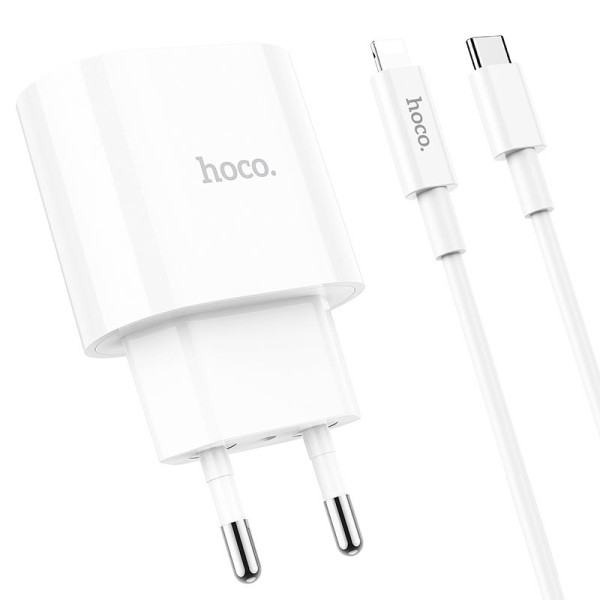 Incarcator de retea Hoco C95A Lineal (PD20W+QC3.0) + Cablu Type-C to Lightning  [White]