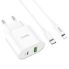 Incarcator de retea Hoco C95A Lineal (PD20W+QC3.0) + Cablu Type-C to Lightning  [White]